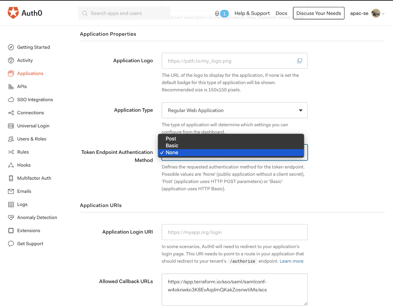 turn Token Endpoint Authentication Method off