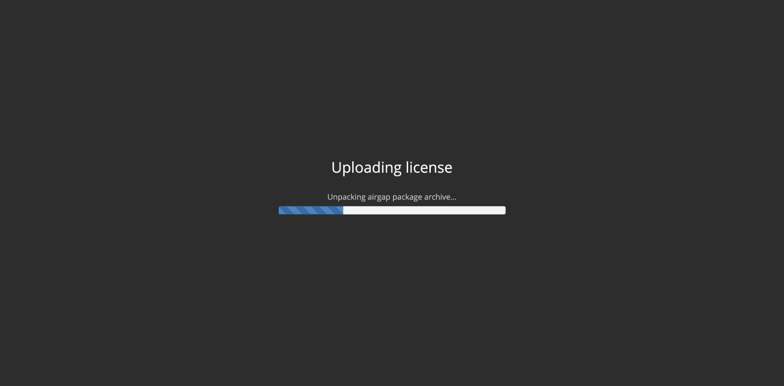 License upload screen