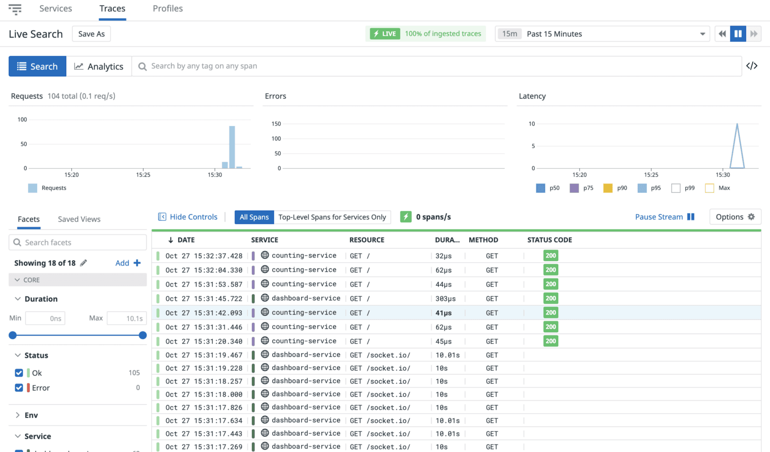 Trace list