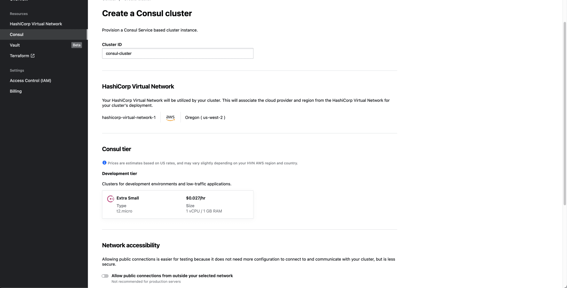 Details for HCP Consul