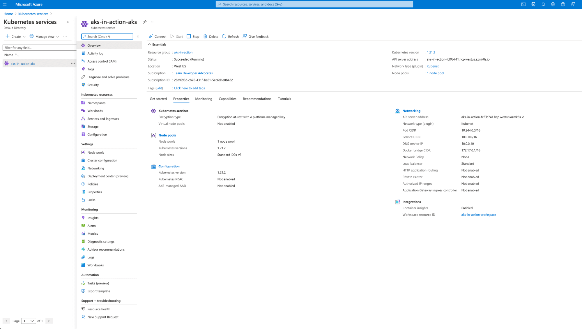 Kubernetes aks services