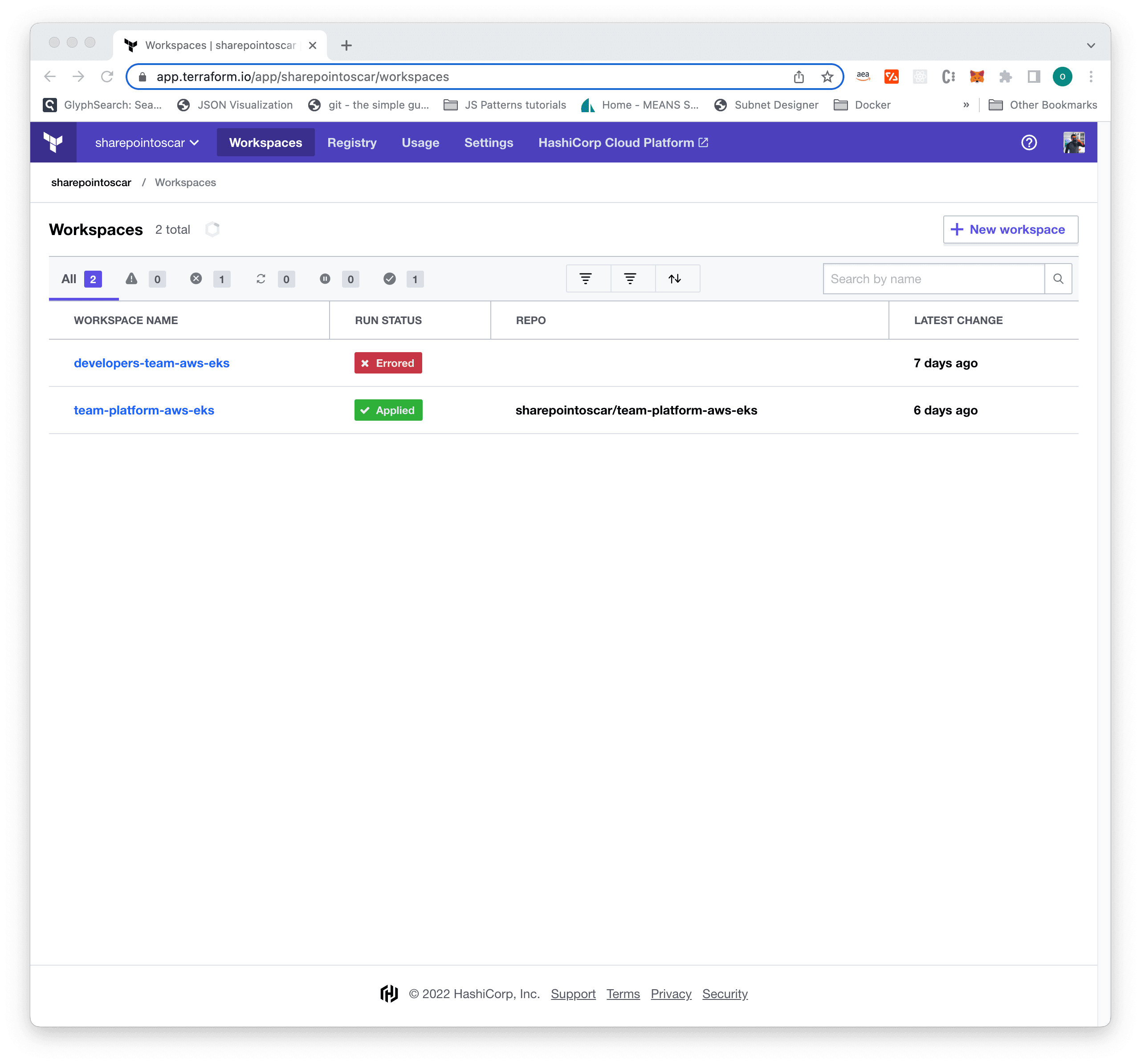 Terraform Cloud workspaces