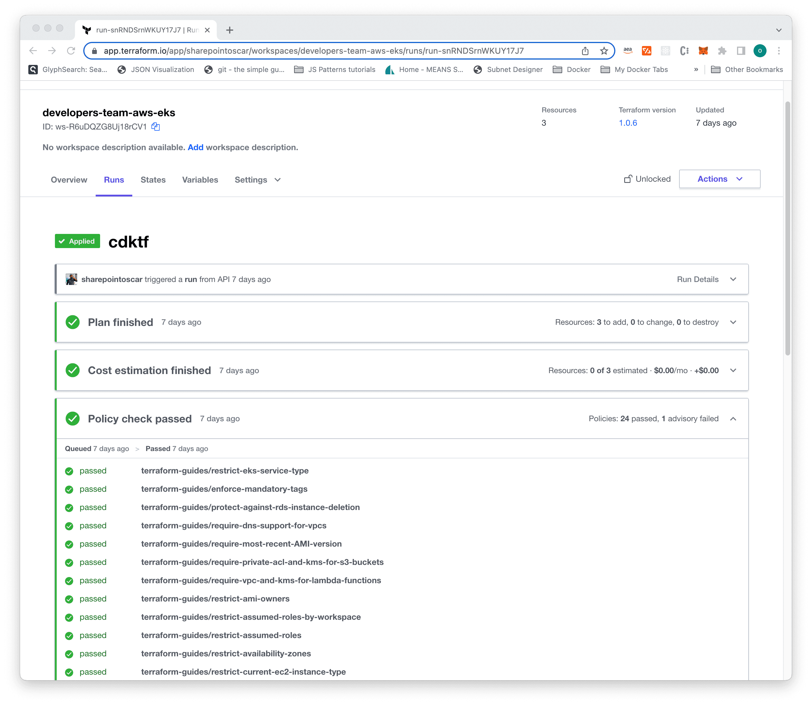 Workload successfully deployed with proper EKS Service Type