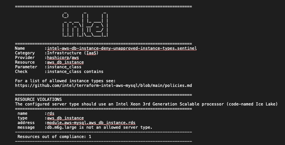 Intel policy output
