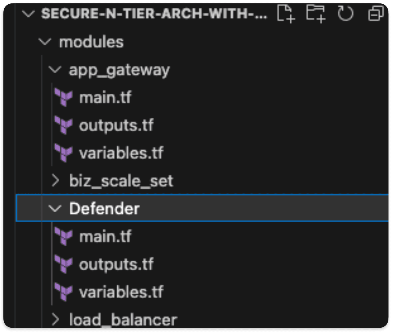 Defender file tree