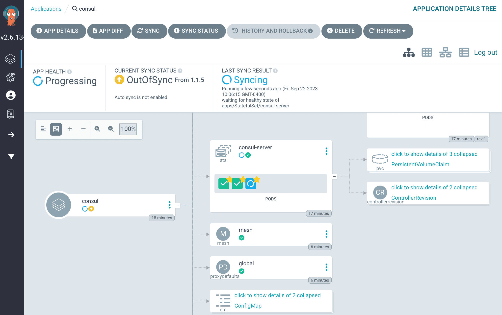 Argo CD UI upgrading one server to 1.16.2