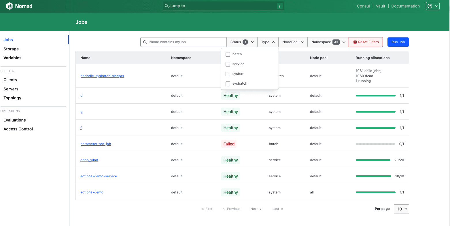 Improved searching and filtering of jobs using filter expressions.