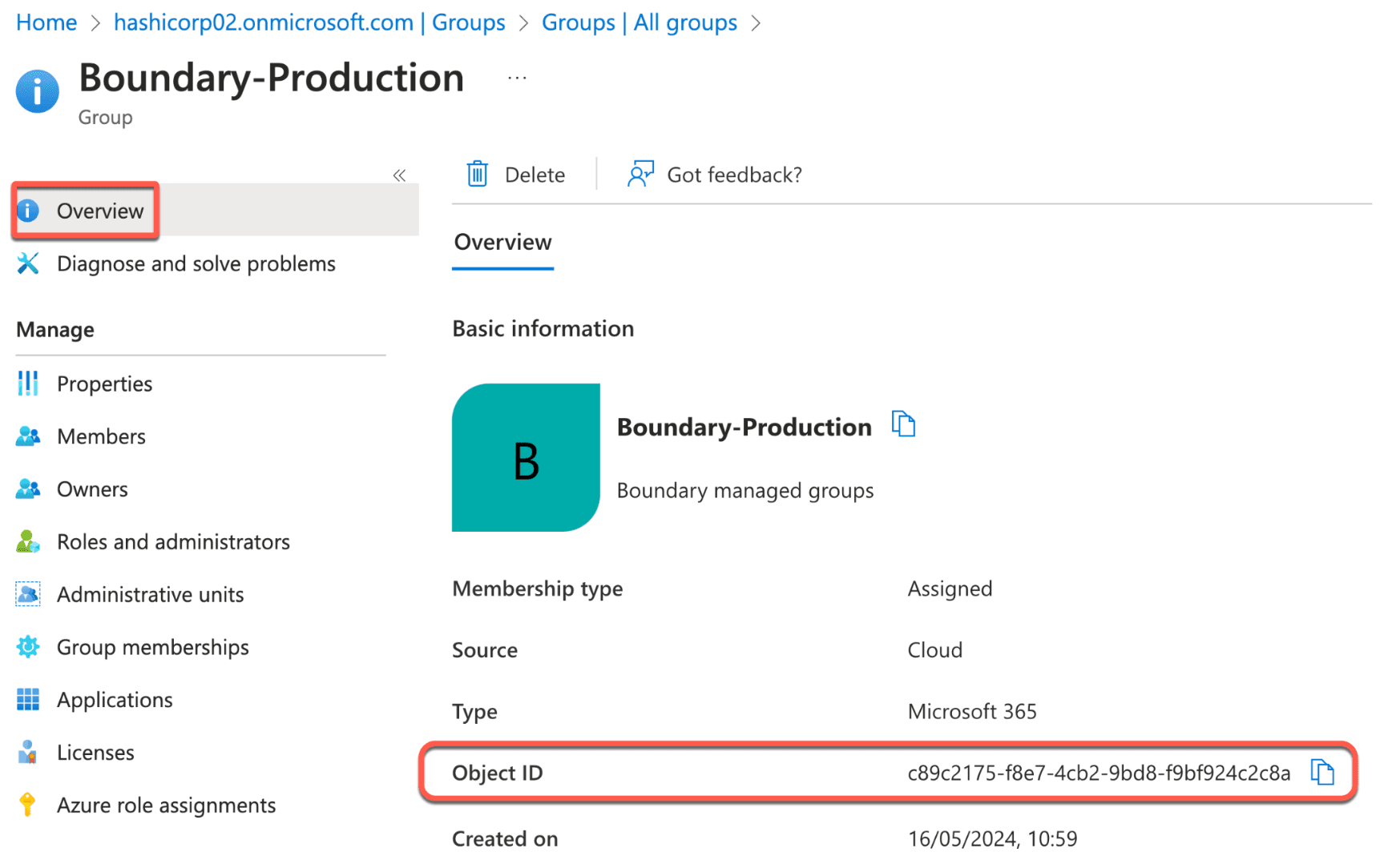 boundary prod overview object id
