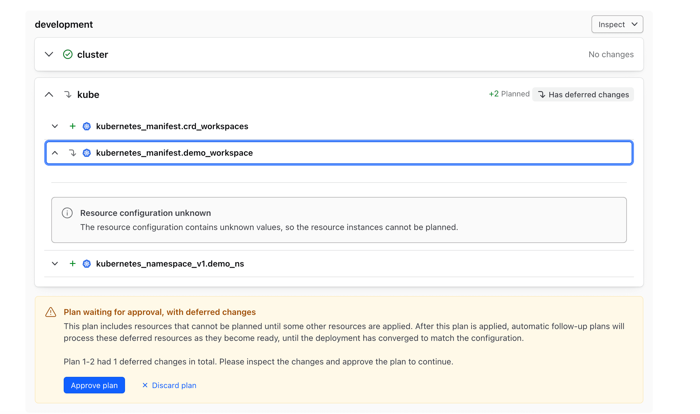 Deferred changes example
