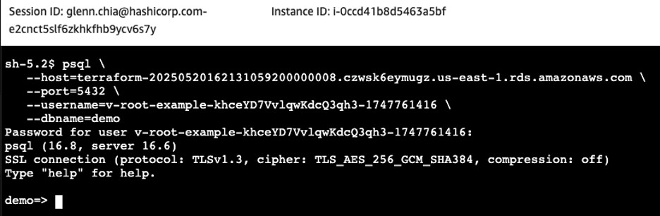 psql command output