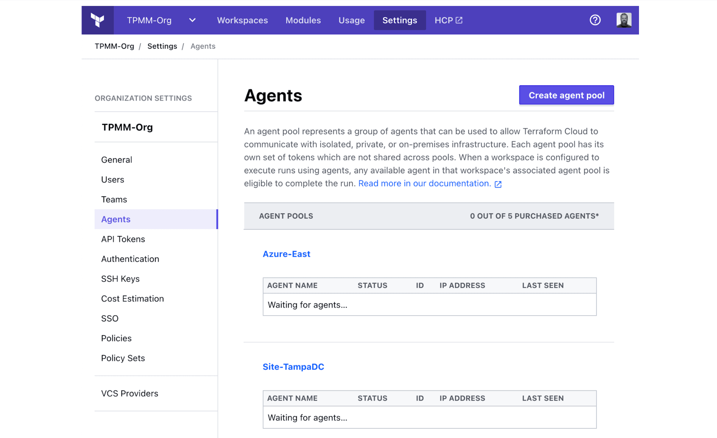 agents tab