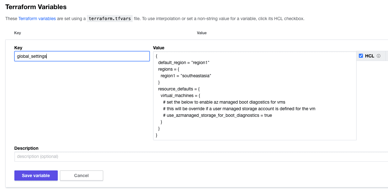 Terraform variables