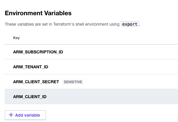 Environment variables