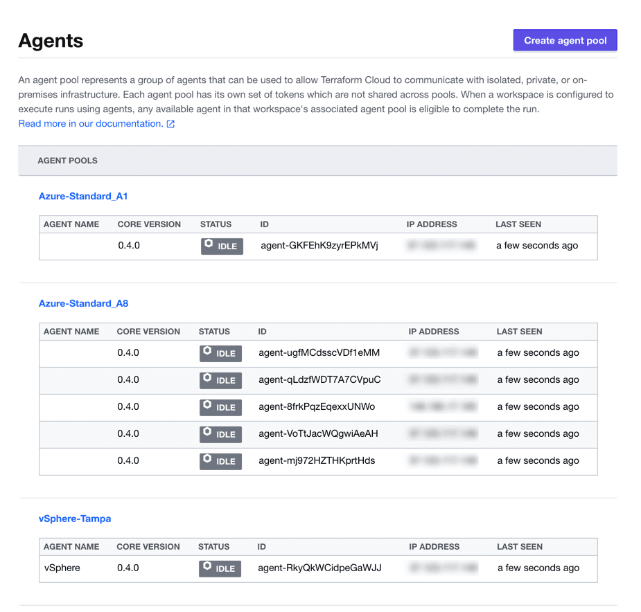 Agent Pools