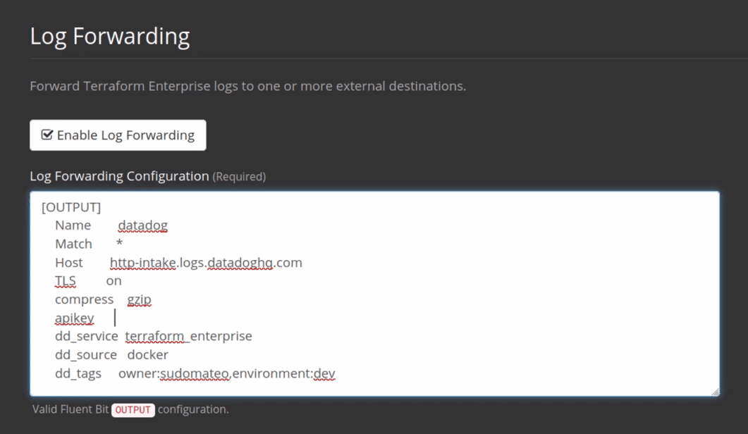 Log forwarding