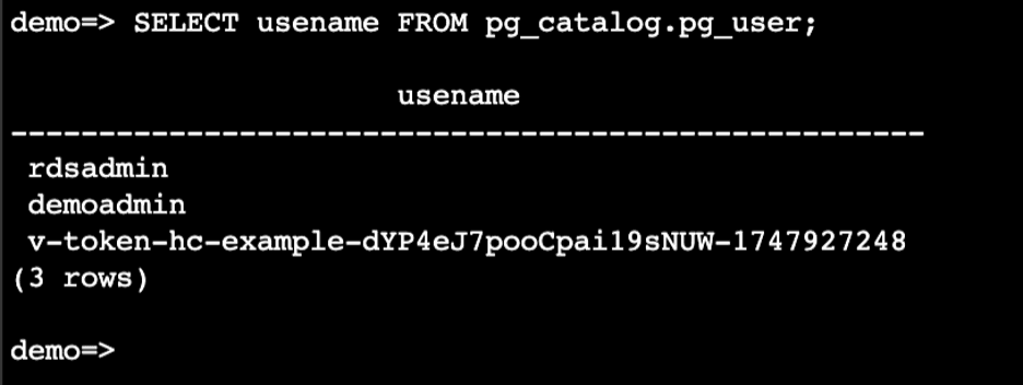 SQL command output